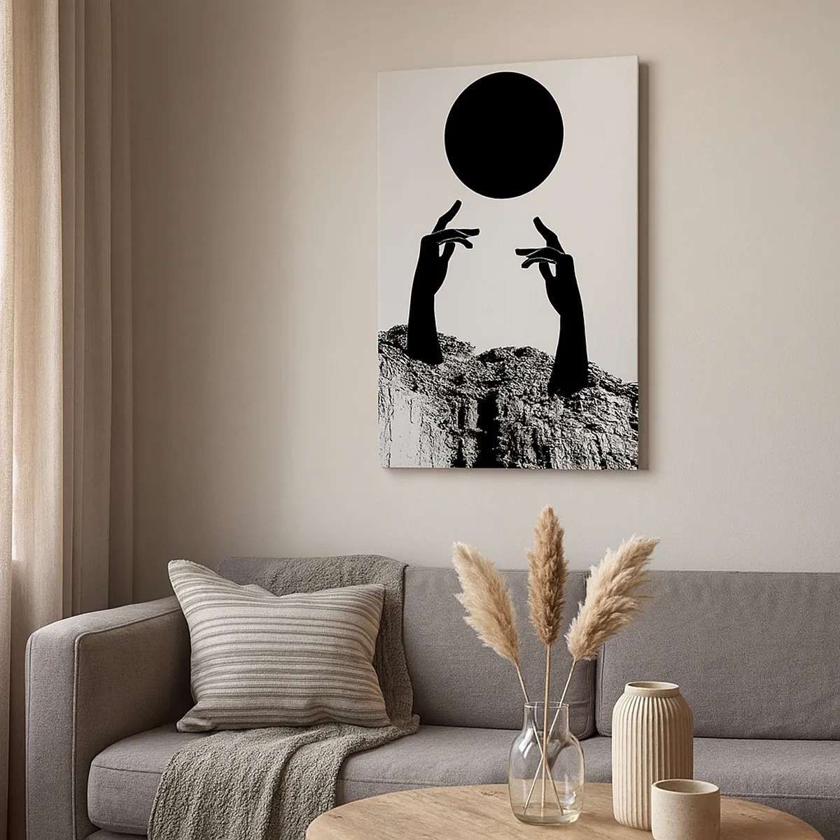 Canvastavla - Bild på duk - Surrealistisk komposition: solen och resten - 50x70 cm