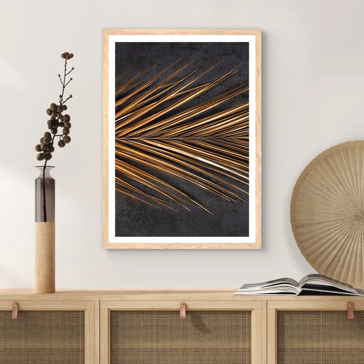 Affisch i ram av ljusek - Tropikens guld - 70x100 cm