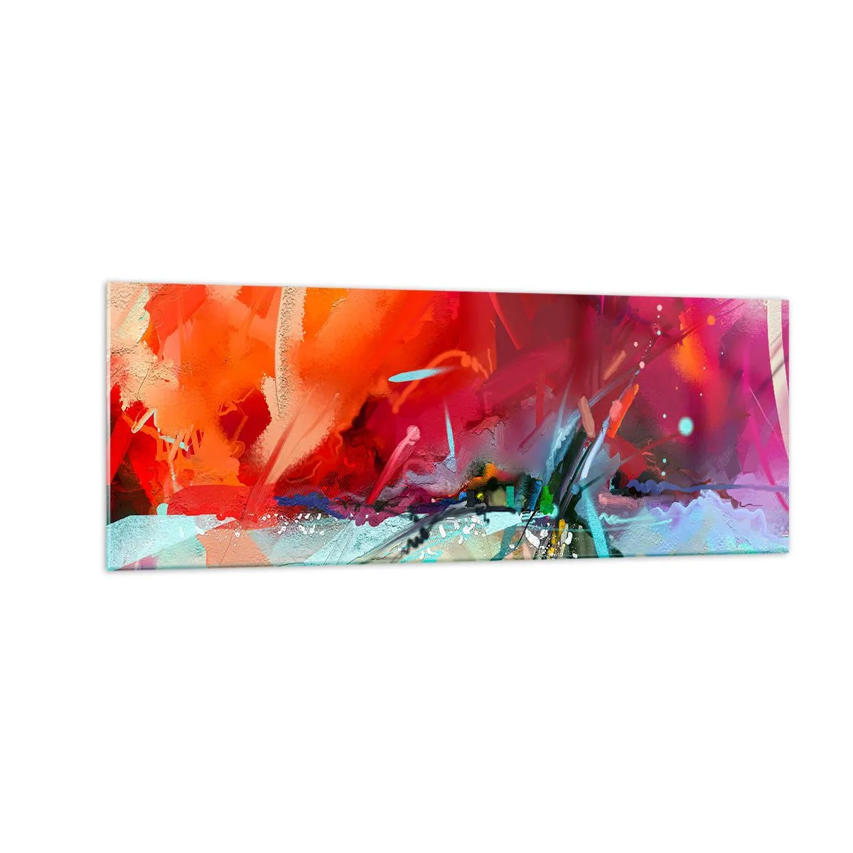 Glastavla - Bild på glas - Ljus- och färgexplosion - 140x50 cm