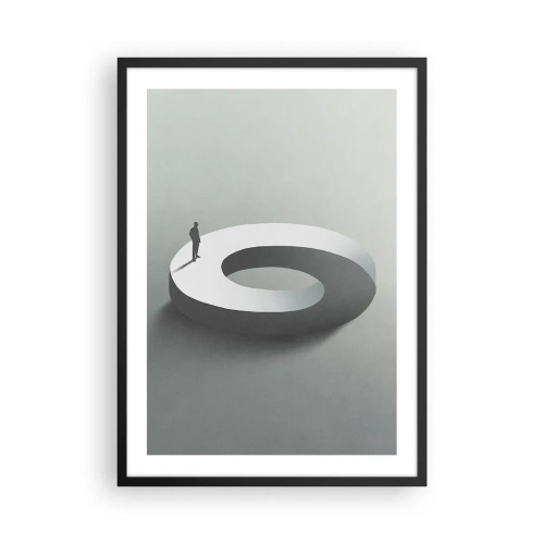 Affisch i svart ram - En minimalistisk figur på en geometrisk struktur - 50x70cm - Och försök att vara klok - Modern väggdekoration för vardagsrum och sovrum ARTTOR