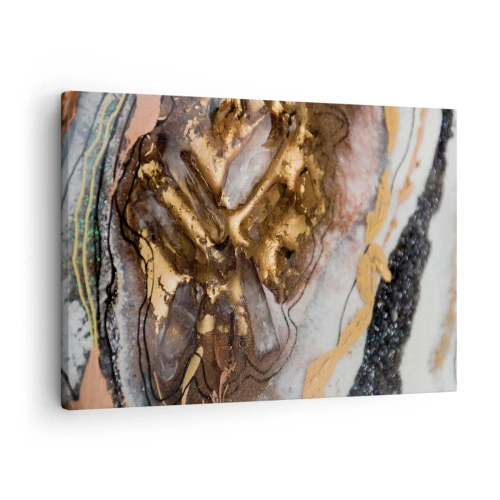 Canvastavla - Bild på duk - Abstrakt komposition med inslag av guld och kristaller - 70x50cm - Jordens element - Modern väggdekoration för vardagsrum och sovrum ARTTOR
