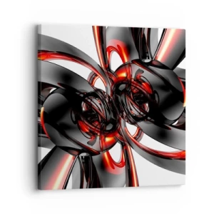 Canvastavla - Bild på duk - Rörelse i grafit och röd - 30x30 cm