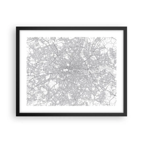 Affisch i svart ram - Karta över London-labyrinten - 50x40 cm