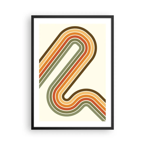 Affisch i svart ram - Färgglada linjer i retrostil - 50x70cm - Zig-zack mot målet - Modern väggdekoration för vardagsrum och sovrum ARTTOR