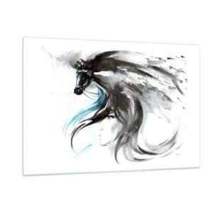 Glastavla - Bild på glas - Svarta prinsens galopp - 120x80 cm