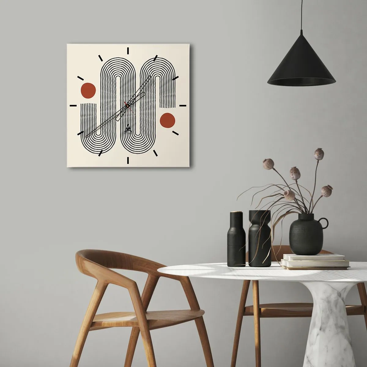 Väggklocka - Klocka på glas - från början till slutet - 40x40 cm