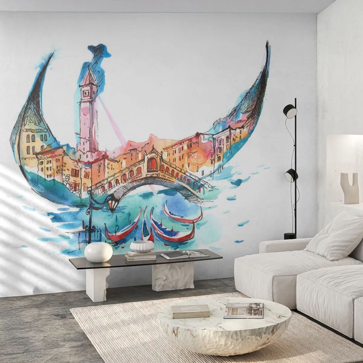 Fototapet Standard Eco - Vi flyter genom staden - Abstraktion, Venedig, Bro - 250x175 cm