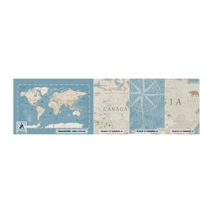 Provbit av fototapet Premium Canvas - En värld inom räckhåll - Världskarta, Årgång, Grunge - 100x30 cm