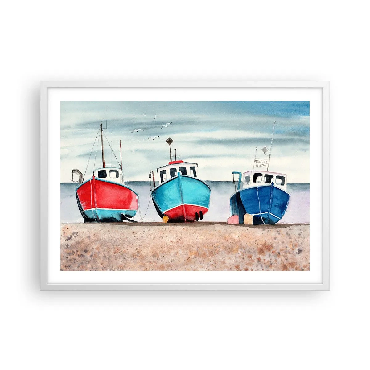 Affisch i vit ram - Redo för fångst - 70x50 cm