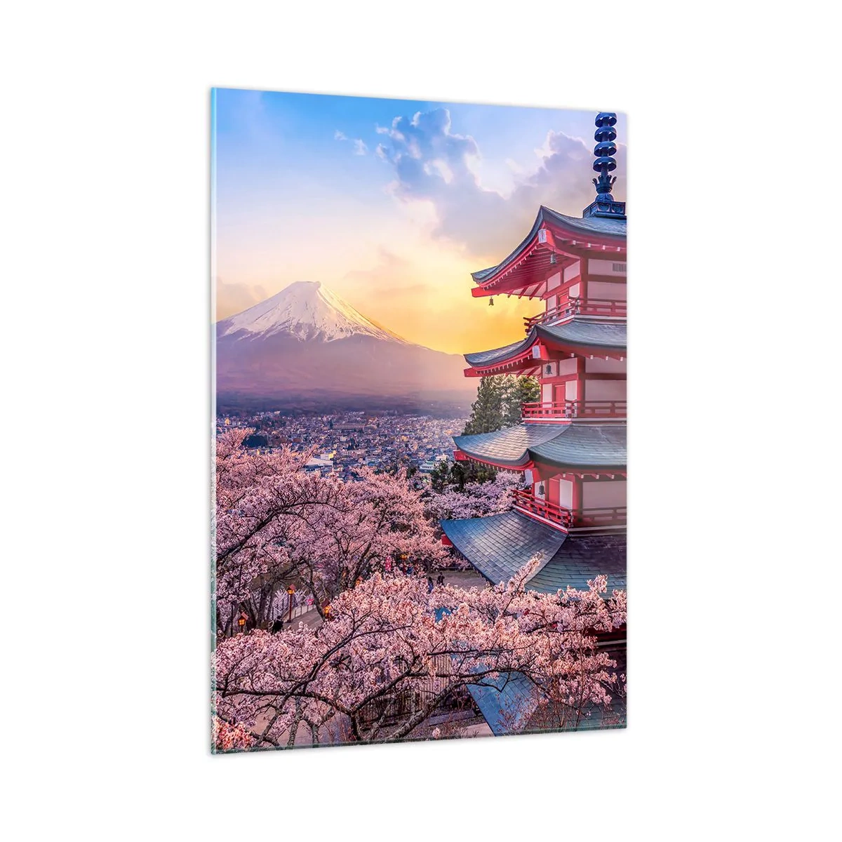 Glastavla - Bild på glas - Essens av den japanska andan - 50x70 cm