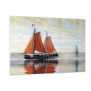 Glastavla - Bild på glas - Hej, segla seglaren… - 120x80 cm