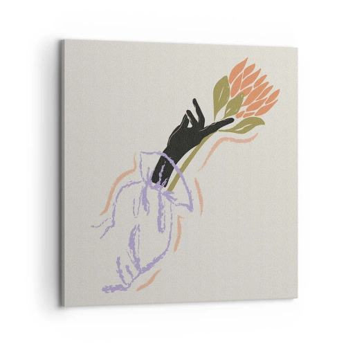 Canvastavla - Bild på duk - En systerlig beröring - 60x60 cm