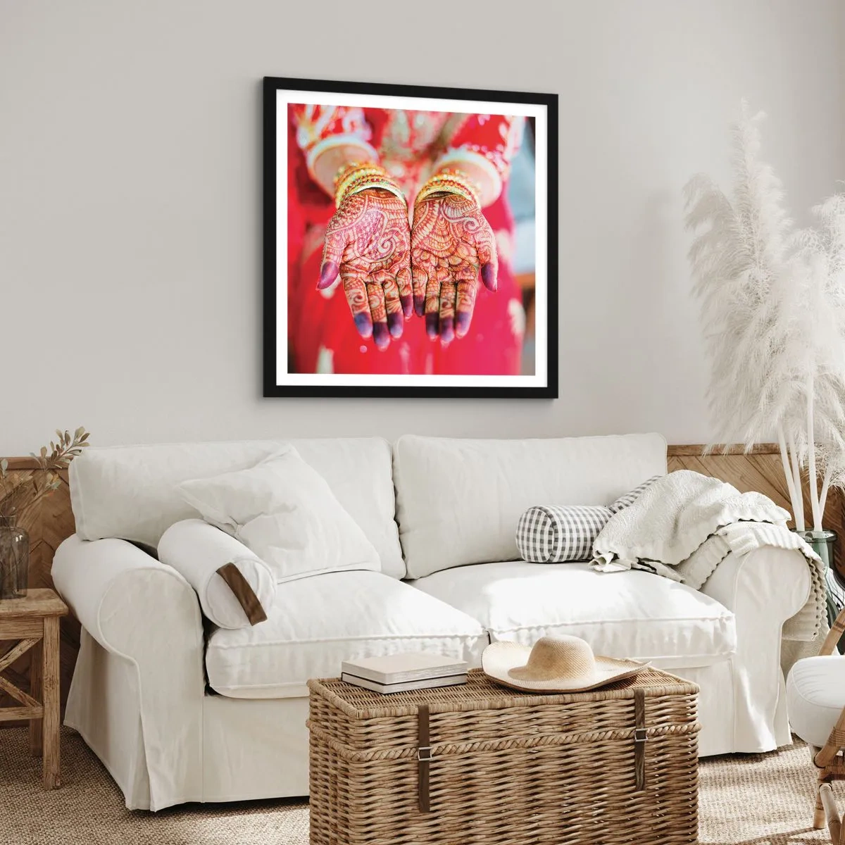 Affisch i svart ram - Redo att fånga lyckan - 50x50 cm