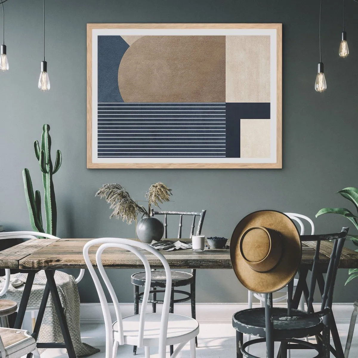 Affisch i ram av ljusek - Komposition av enkelhet och rundhet - 100x70 cm