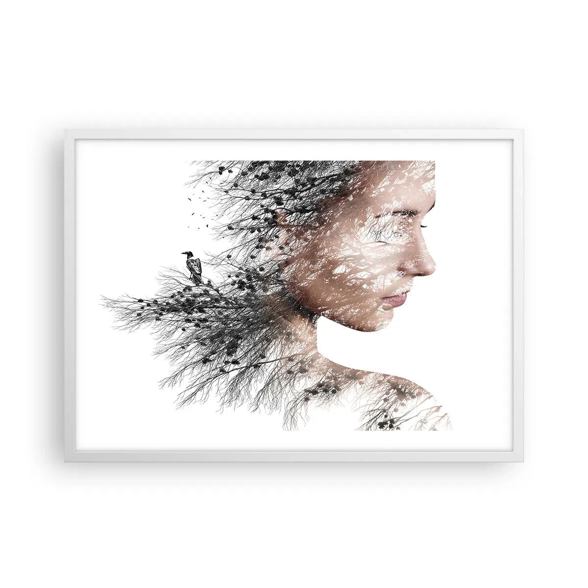 Affisch i vit ram - Skogens ande - 70x50 cm