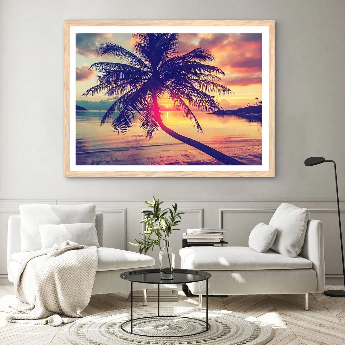 Affisch i ram av ljusek - Kväll under palmerna - 50x40 cm