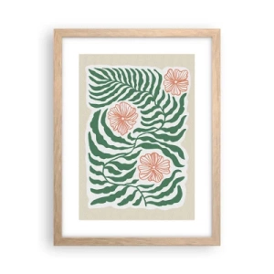 Affisch i ram av ljusek - Blommande i grönt - 30x40 cm