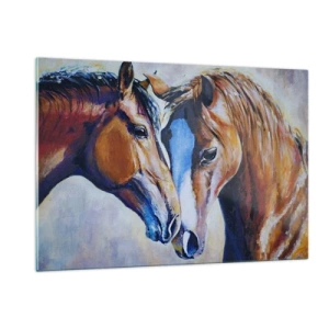 Glastavla - Bild på glas - Är det vänskap? eller är det kärlek? - 120x80 cm