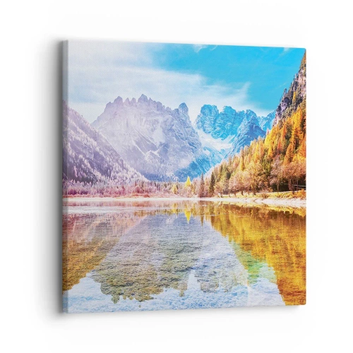 Canvastavla - Bild på duk - Det är redan höst i fjällen - 30x30 cm