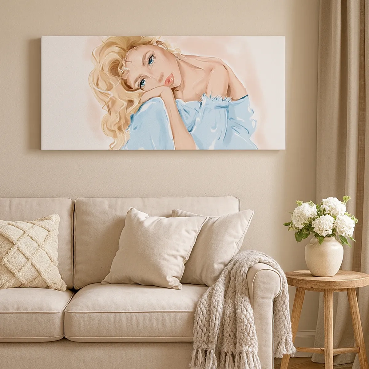 Canvastavla - Bild på duk - Drömmande i blått - 30x30 cm