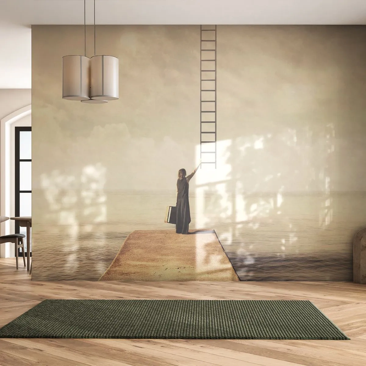 Fototapet Premium Canvas - Magisk resa - Abstraktion, Kvinna, Stege - 250x175 cm
