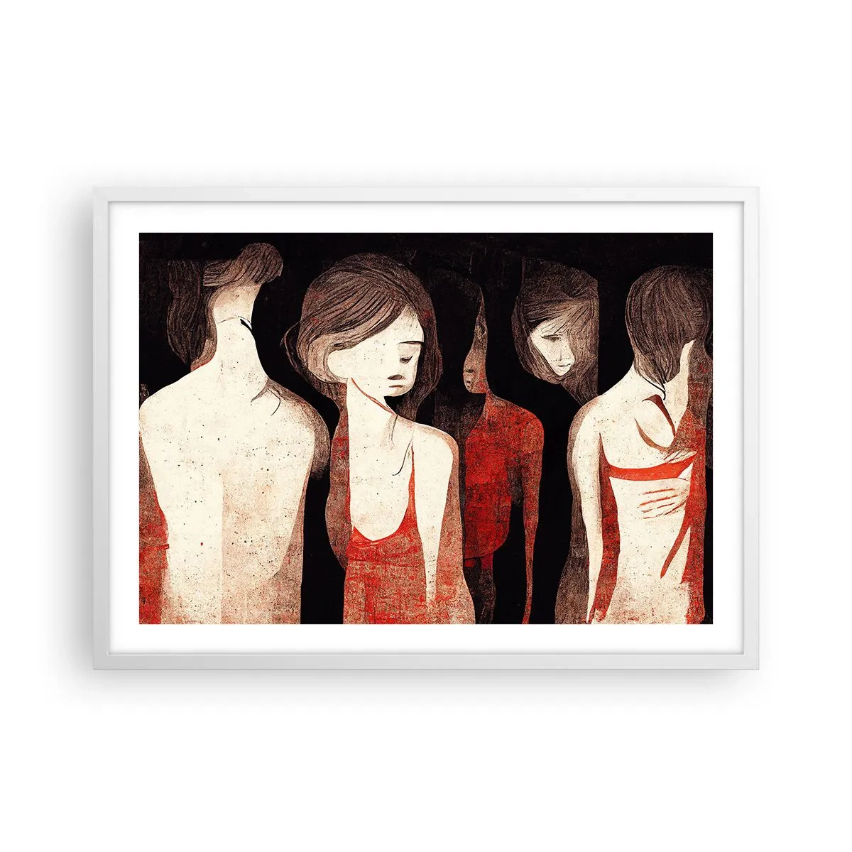 Affisch i vit ram - Madonnor av mörker - 70x50 cm