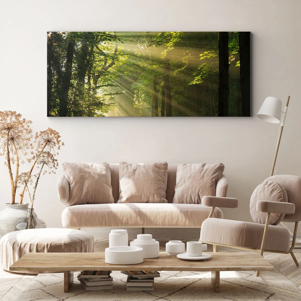 Canvastavla - Bild på duk - En stund i skogen - 90x30 cm