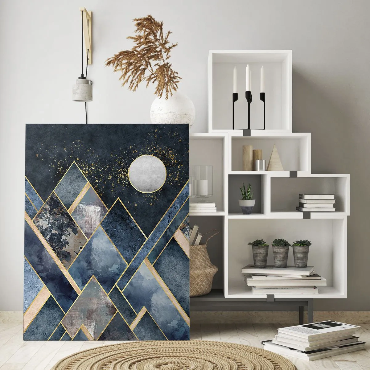 Glastavla - Bild på glas - Geometriskt landskap - 80x120 cm