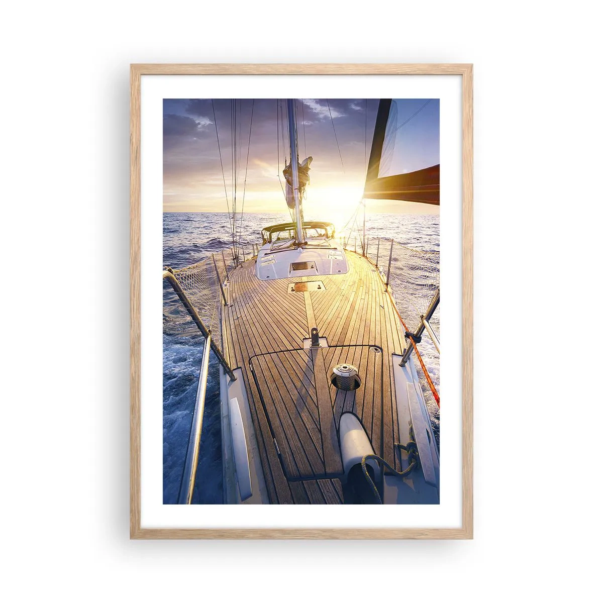 Affisch i ram av ljusek - Springa på vågorna - 50x70 cm