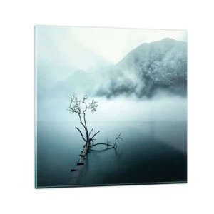 Glastavla - Bild på glas - Ut ur vatten och dimma - 40x40 cm
