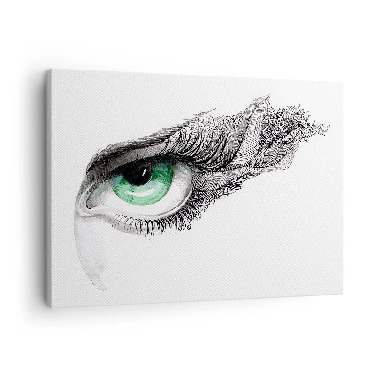 Canvastavla - Bild på duk - Konstnärligt öga med grön iris och teckningsdetaljer - 70x50cm - Vacker och redo för attack - Modern väggdekoration för vardagsrum och sovrum ARTTOR
