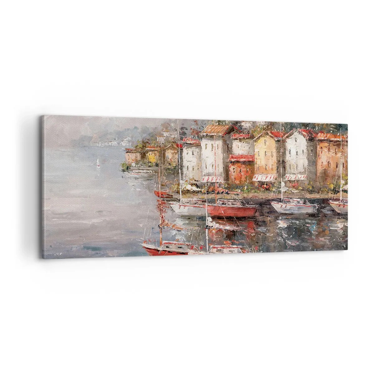 Canvastavla - Bild på duk - Romantisk hamn - 100x40 cm