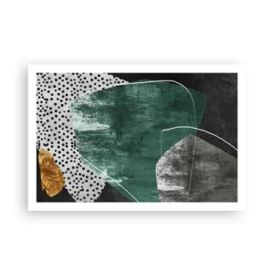 Affisch - Färgstark abstraktion med en guldflinga - 91x61 cm