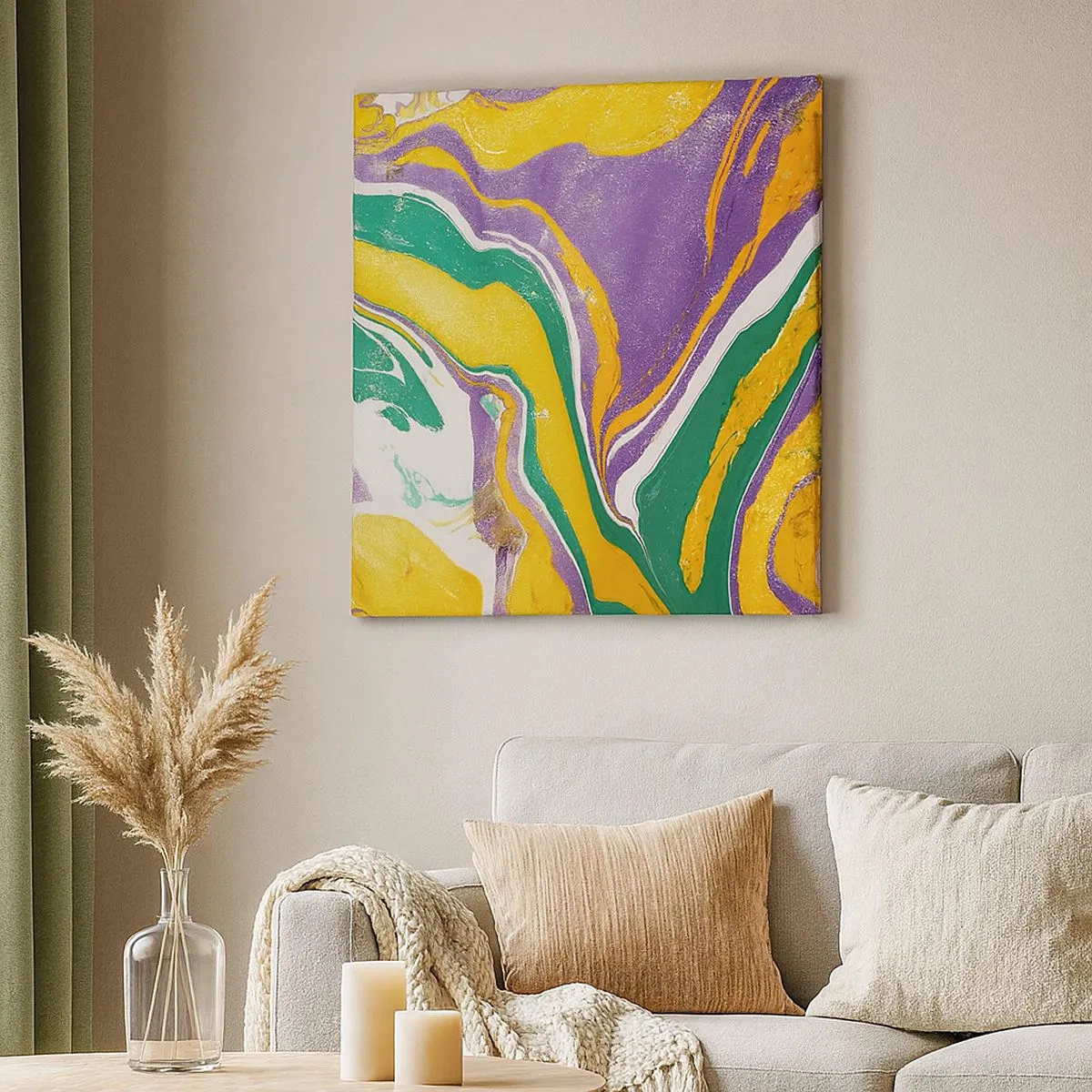 Canvastavla - Bild på duk - Färgvågor - 30x30 cm