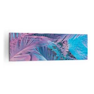 Canvastavla - Bild på duk - Tropiken i rosa och blått - 160x50 cm