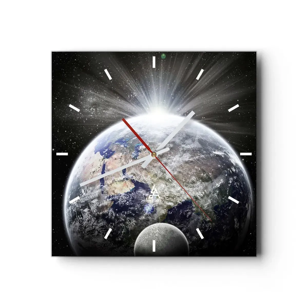 Väggklocka - Klocka på glas - I fullt sken - 40x40 cm