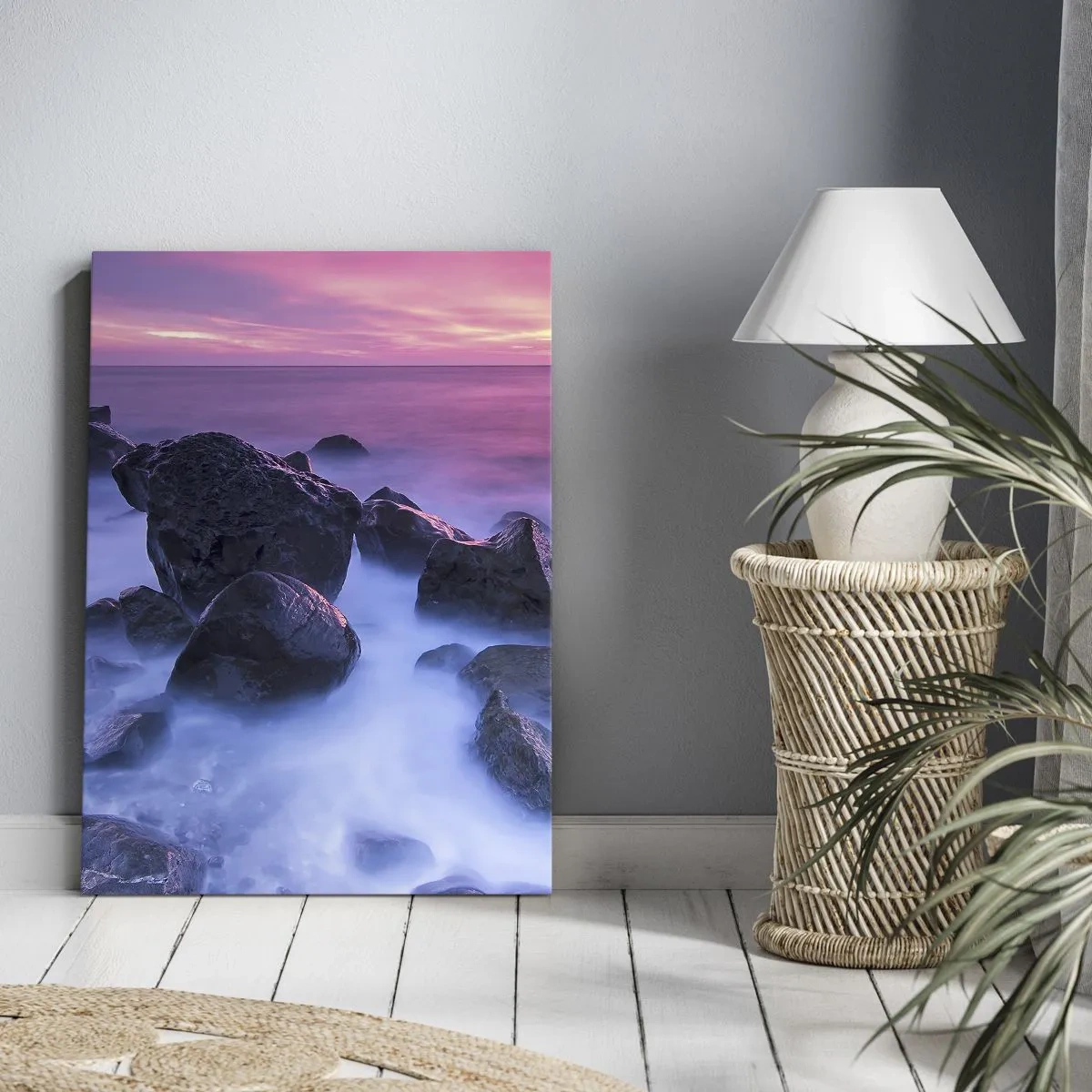 Canvastavla - Bild på duk - Dimma och sken - 65x120 cm