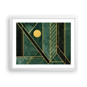 Affisch i vit ram - Dynamik av guld och azurblå - 50x40 cm