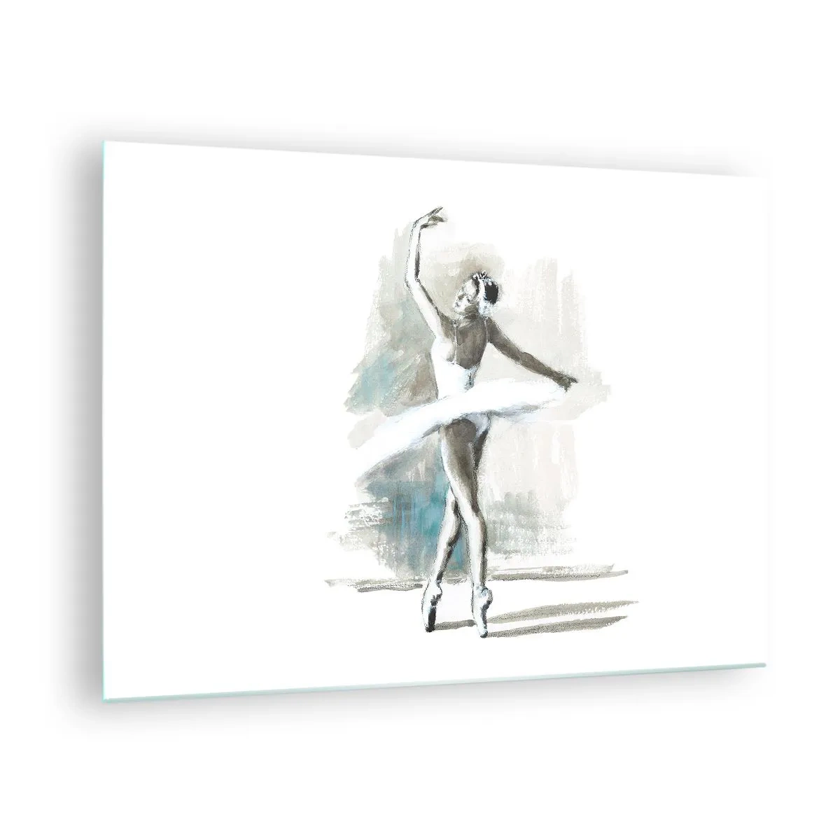 Glastavla - Bild på glas - En ballerina i en klassisk danspose - 70x50cm - Förtrollad i en svan - Modern väggdekoration för vardagsrum och sovrum ARTTOR