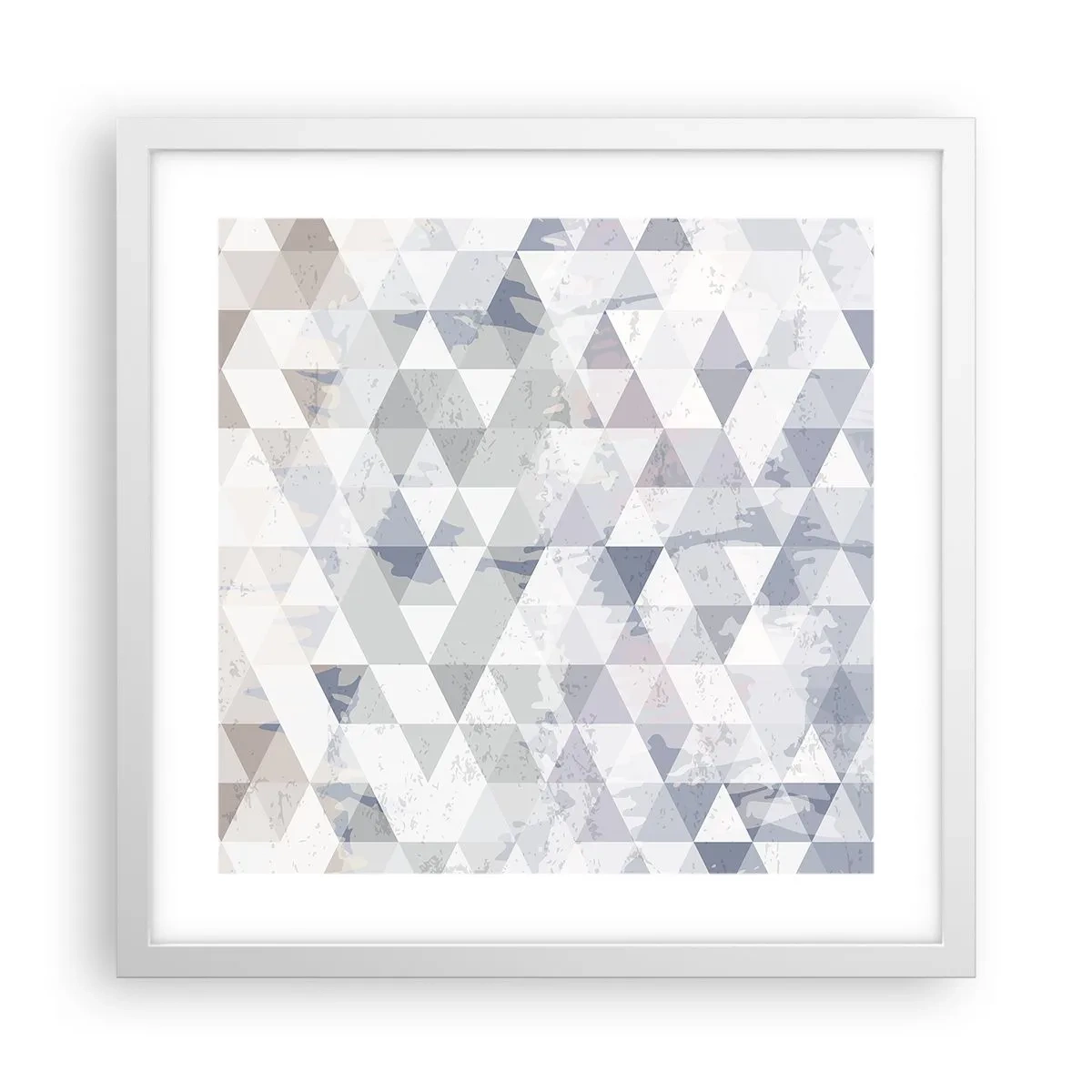 Affisch i vit ram - Trianglar - 40x40 cm