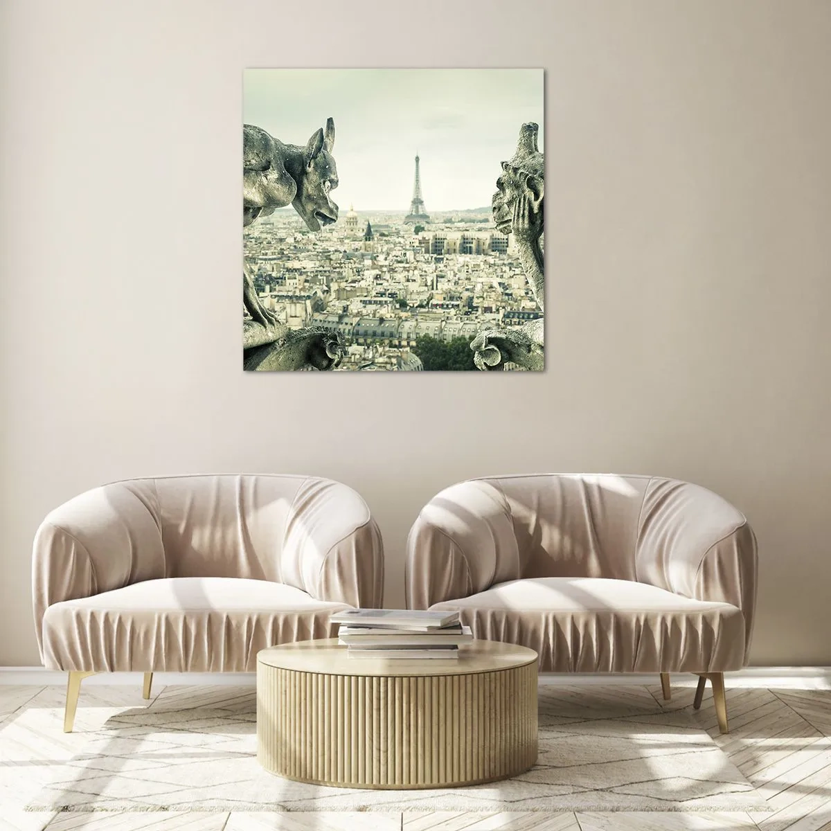 Glastavla - Bild på glas - Ett samtal i Paris - 60x60 cm