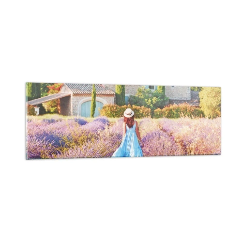 Glastavla - Bild på glas - Lavendelflicka - 90x30 cm