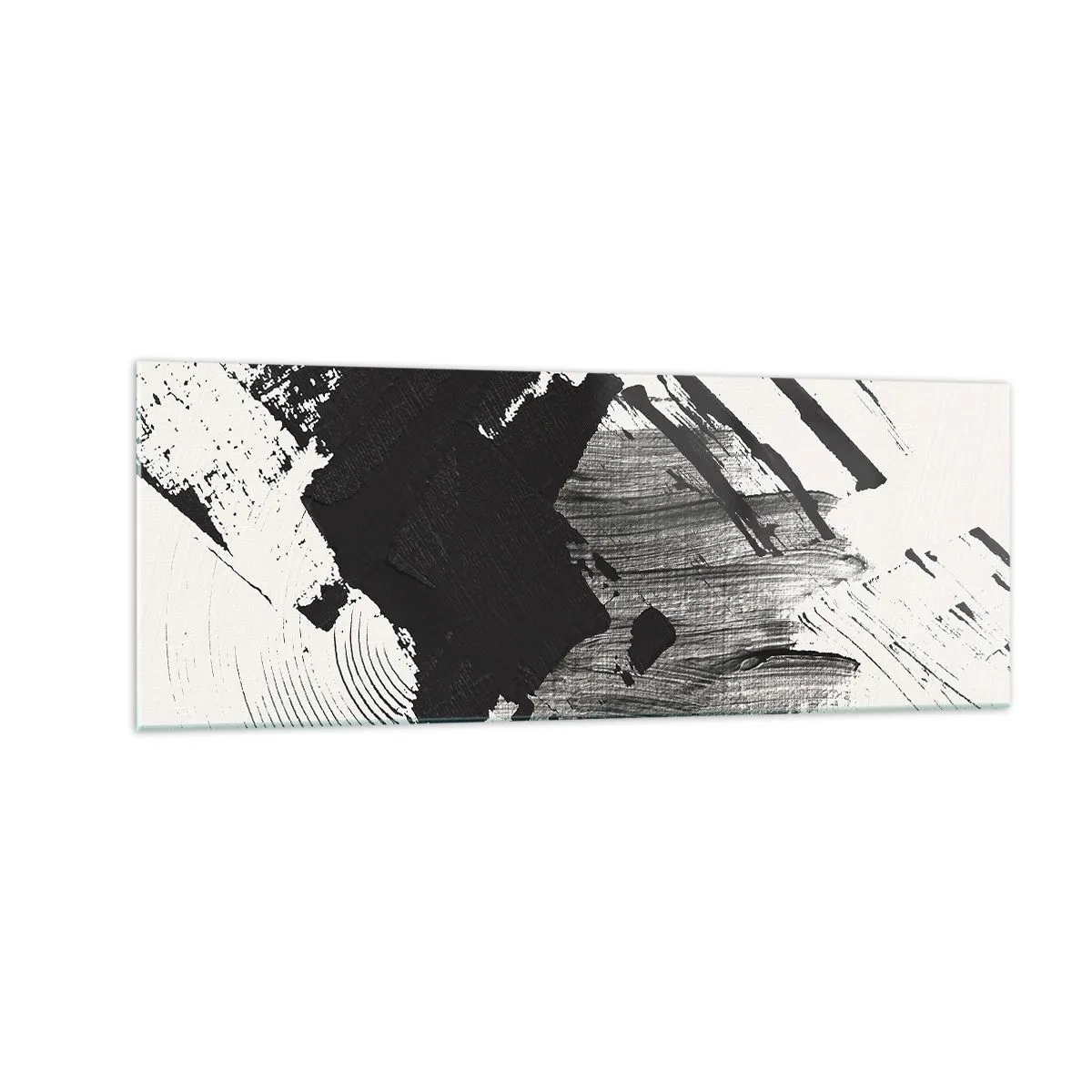 Glastavla - Bild på glas - Abstraktion - uttrycket av svart - 140x50 cm