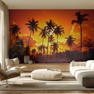 Fototapet Premium Sand - Fjällen brinner, skogen brinner - Palmer, Tropikerna, Sol - 200x140 cm