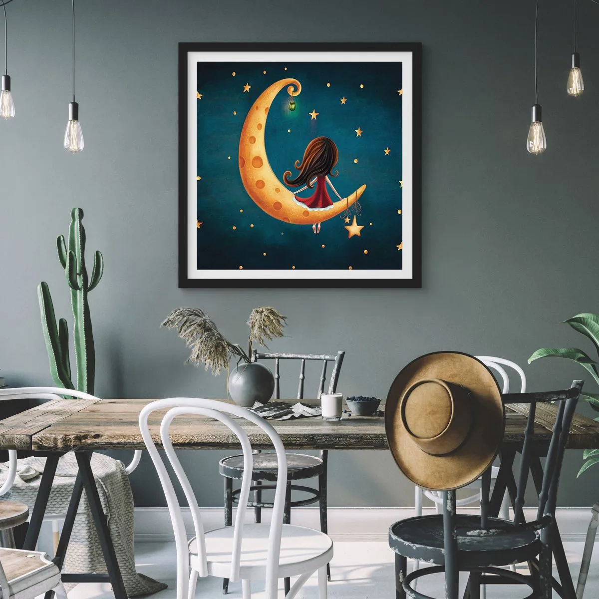 Affisch i svart ram - En gång i tiden... - 60x60 cm