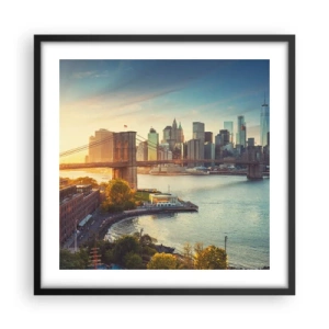 Affisch i svart ram - Storstadsgryning - 50x50 cm