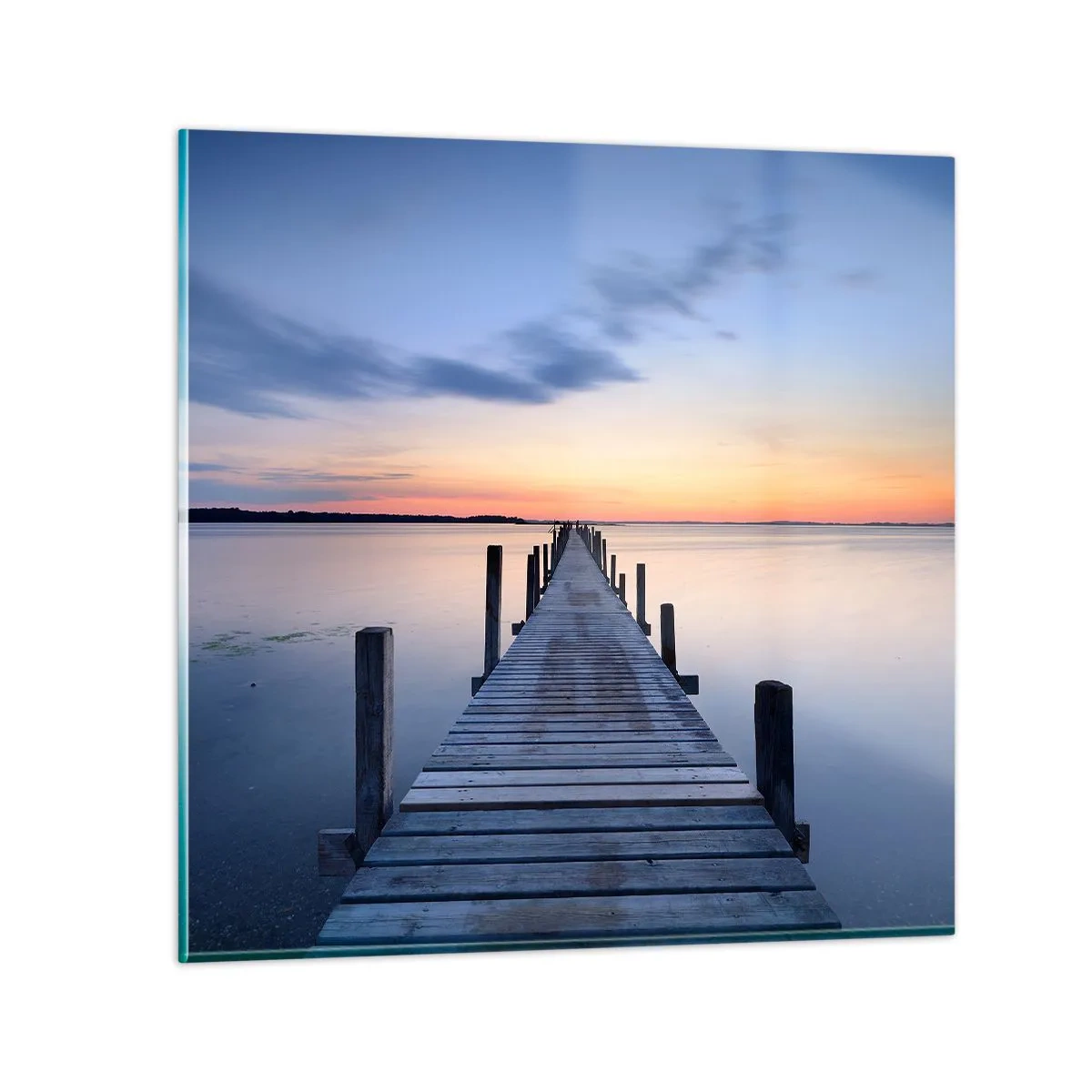 Glastavla - Bild på glas - Klara solnedgångens ro - 60x60 cm