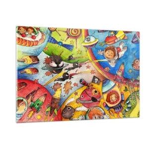 Glastavla - Bild på glas - Stora rymdäventyret - 120x80 cm