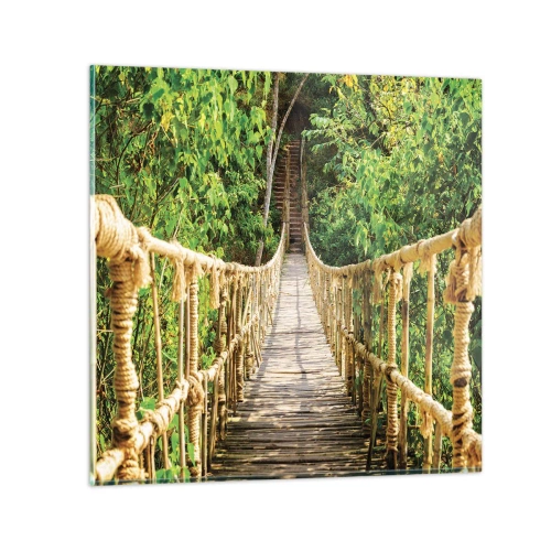 Glastavla - Bild på glas - Upphängd i grönskan - 40x40 cm