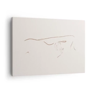 Canvastavla - Bild på duk - En subtil linjeteckning av en silhuett mot en ljus bakgrund - 70x50cm - Begärans form - Modern väggdekoration för vardagsrum och sovrum ARTTOR